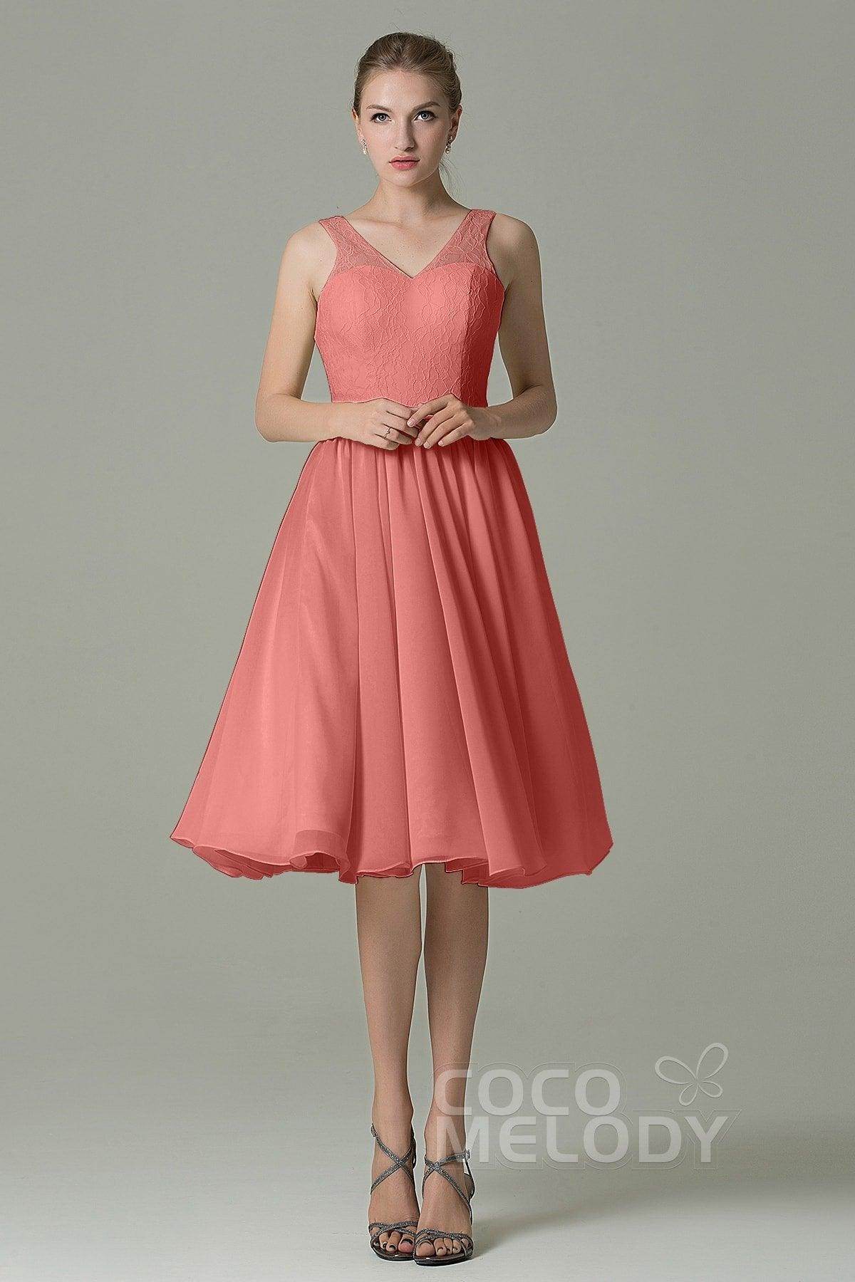 A-Line Knee Length Lace Short Bridesmaid Dress COZK16001 - COCOMELODY